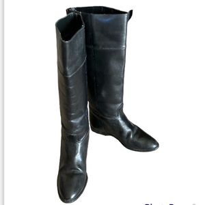 Calico black leather riding boots
